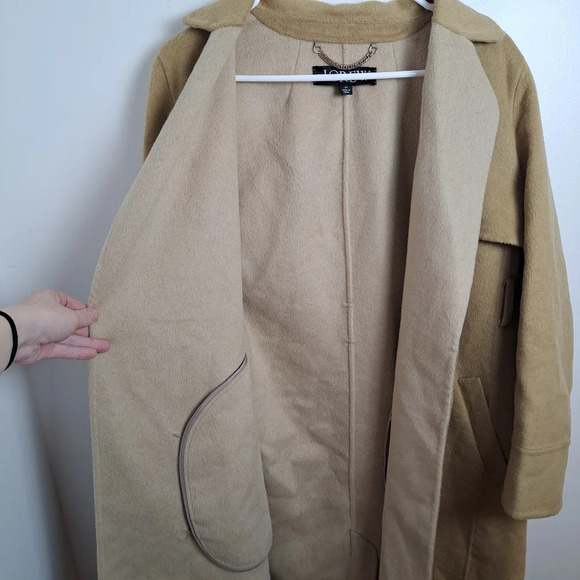 J. Crew Tan Fur Wool Blend Harriet Long Outdoor Feminine Trench Coat Size Small - Picture 7 of 11